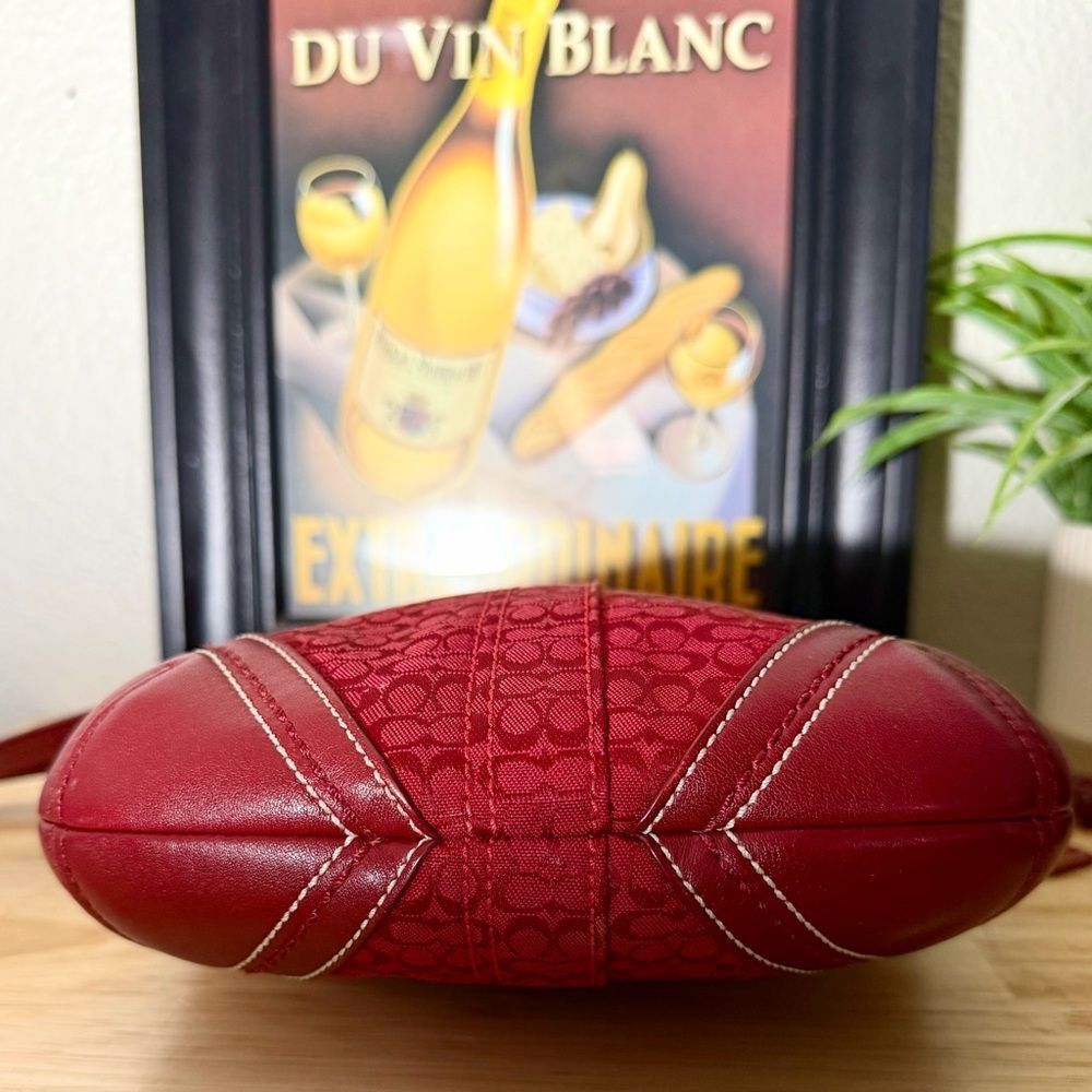 COACH Vintage 3 Piece Set Red Mini “C” Canvas & Leather Tote, Crossbody, Wallet. - Picture 10 of 11